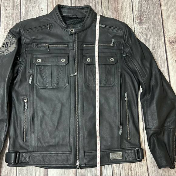 Harley Davidson Men’s Large Crossroads Reflective Black Full Zip Leather Jacket - Picture 9 of 16